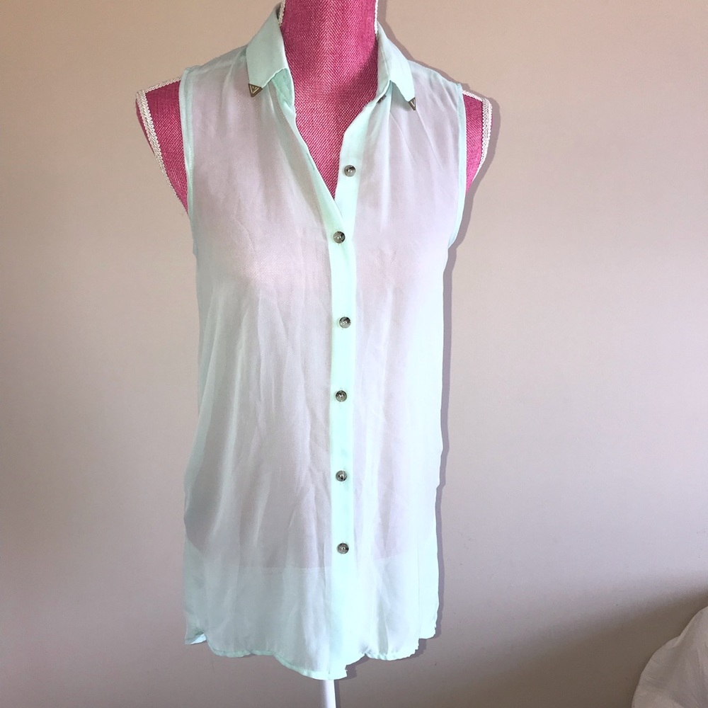 Sheer Mint Long Tank Top